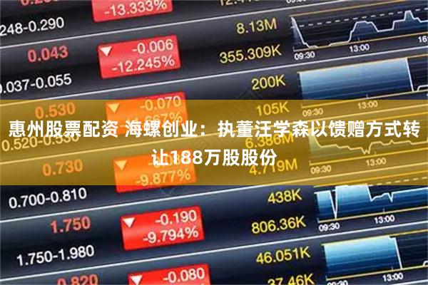 惠州股票配资 海螺创业：执董汪学森以馈赠方式转让188万股股份