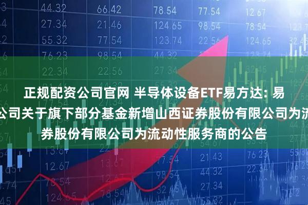 正规配资公司官网 半导体设备ETF易方达: 易方达基金管理有限公司关于旗下部分基金新增山西证券股份有限公司为流动性服务商的公告
